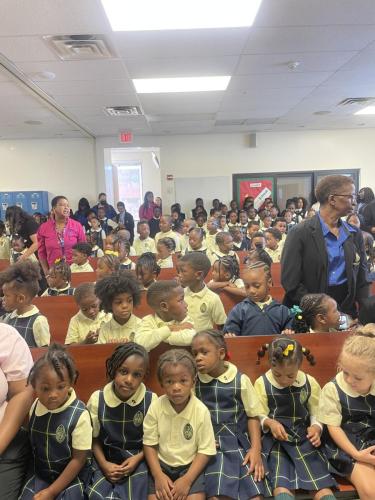 students at school opening ceremony