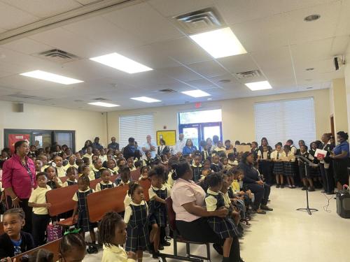 students at school opening ceremony